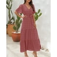 thumbnail image 3 of Dresses for Women Short Sleeve Womens Midi Dresses Solid Color Maxi Dress Alsol Lamesa, 3 of 6
