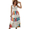 thumbnail image 2 of Happy Birthday Colorful Festive Image Dress Fashion Boho Beach Long Dresses Female Party Printed Maxi Dress, 2 of 9