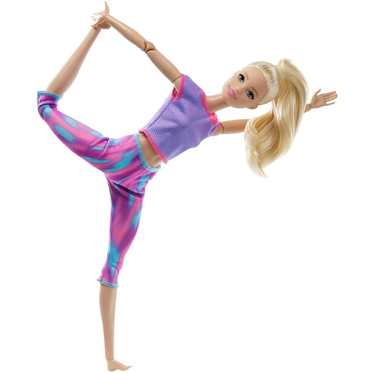  Barbie Made to Move Posable Doll in Pink Color-Blocked Top and  Yoga Leggings, Flexible with Blonde Hair ( Exclusive) : Toys & Games