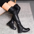 thumbnail image 3 of BELOVELY【SWIM-3】 Women's Over The Knee Boots Round Toe Suede Side Zipper Flat Booties Thigh High Boots Footwear Shoe Walking Shoes Girl Comfort Nylon Nail Onyx Chunky Insoles, 3 of 10