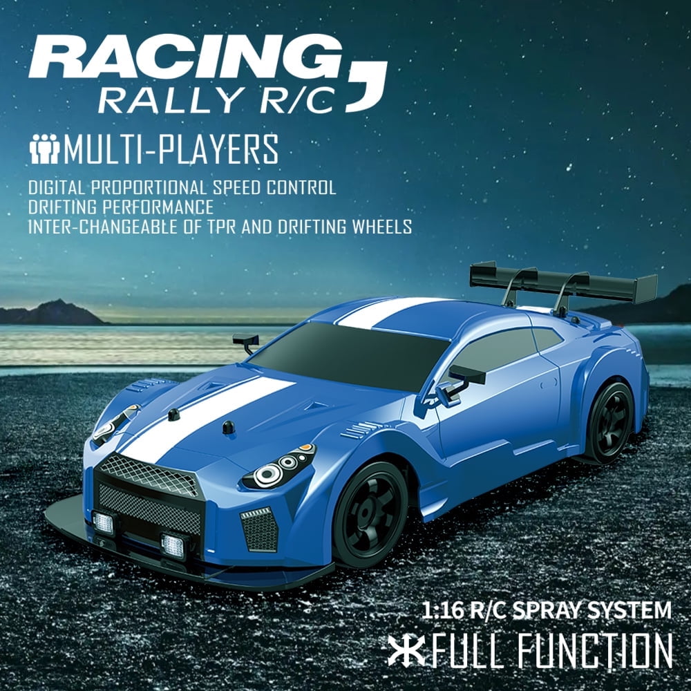 High Speed RC Drift Car for Boys, 2.4GHz 1:16 Scale 4WD 18KM/H Radio Control Cars with LED Lights, White