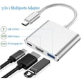 thumbnail image 1 of USB-C to HDMI Adapter, 3 in 1 Type C to HDMI 4K Adapter Digital AV Cable and USB C Charging Port and USB 3.0 Port with 1080P Resolution Sync Screen for MacBook, Chromebook Pixel to TV Screen, 1 of 6