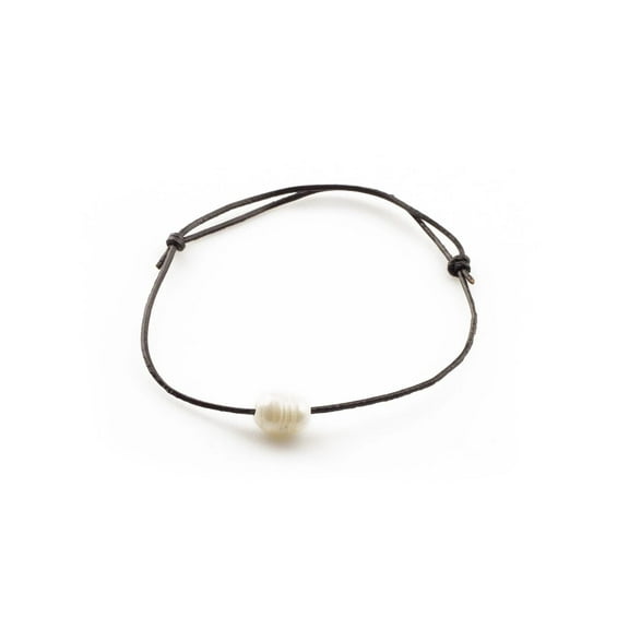 Cowhide Leather Cord Bracelets, with Grade B Natural Freshwater Pearl Beads