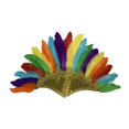 thumbnail image 1 of Tocado de plumas de jefe indio americano nativo para disfraz de Halloween Oro colorido, 1 of 9