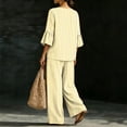 thumbnail image 5 of Mifsaly 2 Piece Lounge Set Women Casual V Neck Tops and Flowy Wide Leg Palazzo Pants Comfortable Outdoor Casual Vacation Matching Outfits with Pockets Yellow,S, 5 of 7