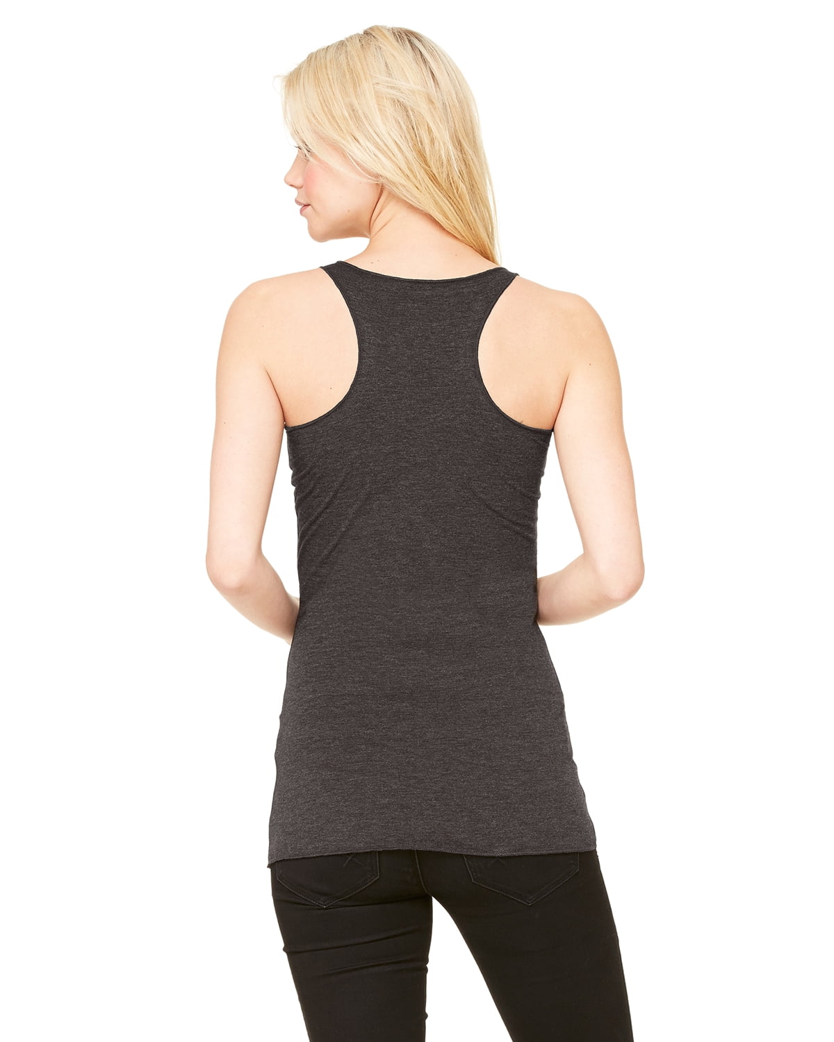 Bella Canvas Ladies Triblend Racerback Tank Top - Solid White, Comfy & Lightweight - View #10