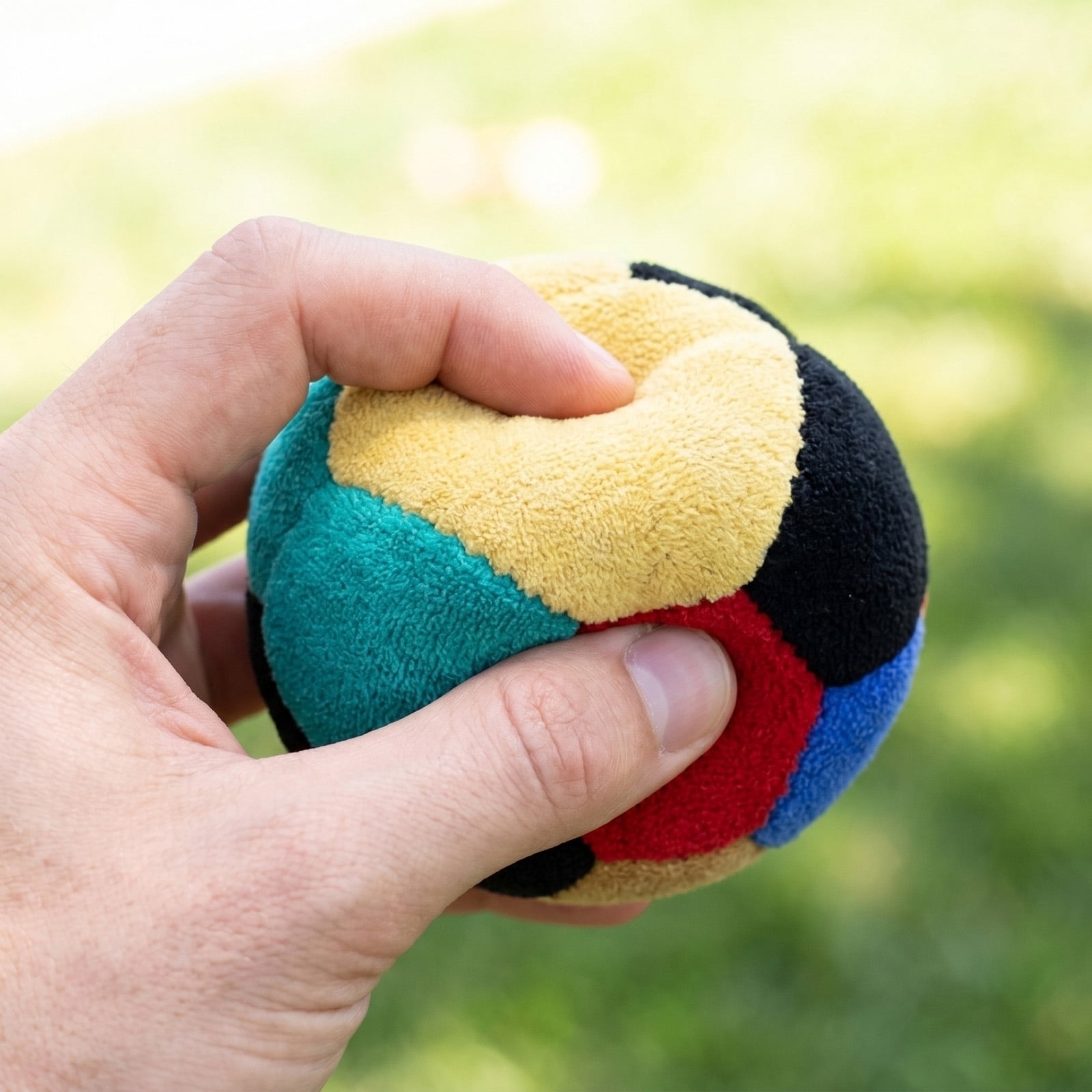 Dirtbag Hacky Sack Footbag, Plush Fabric Kick Game Ball, Hand-Stitched Foot Juggle Ball, Filled with Soft Lightweight Pellets for Casual Recreational Play and Trick