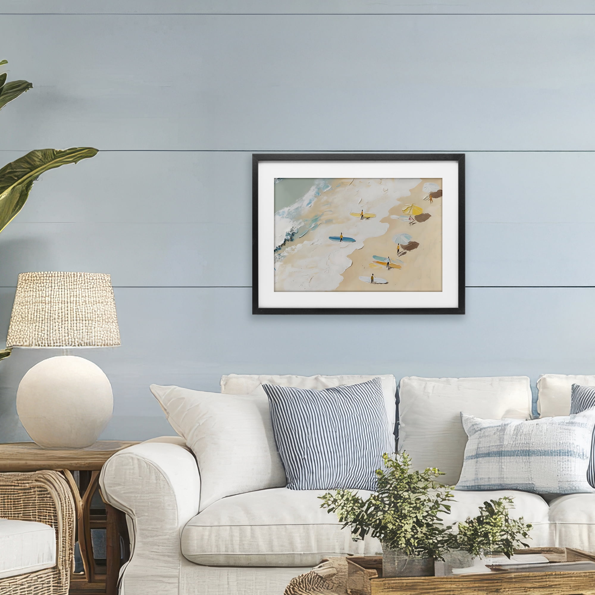 Stupell Industries Beach Surf Summer Scene Black Framed Print Under Glass, design by LSR Design Studio