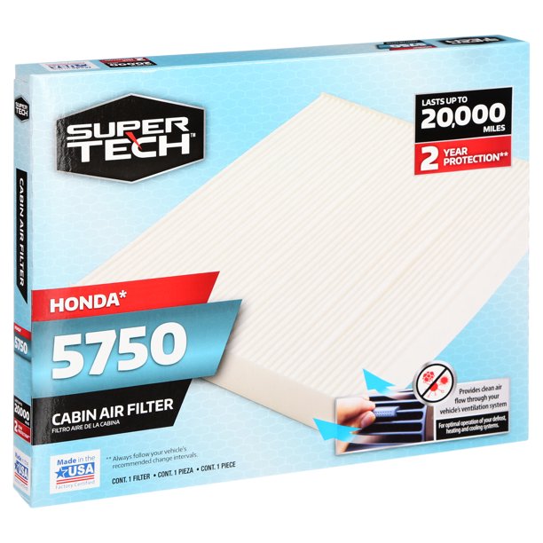 2 pack) SuperTech Cabin Air Filter 5750, Replacement Cabin Air