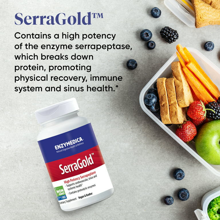 Enzymedica, SerraGold, Enzyme Supplement to Support Cardiovascular, Sinus  and Immune Health, Includes Serrapeptase, Vegan, 60 Capsules (60 Servings)  - Walmart.com