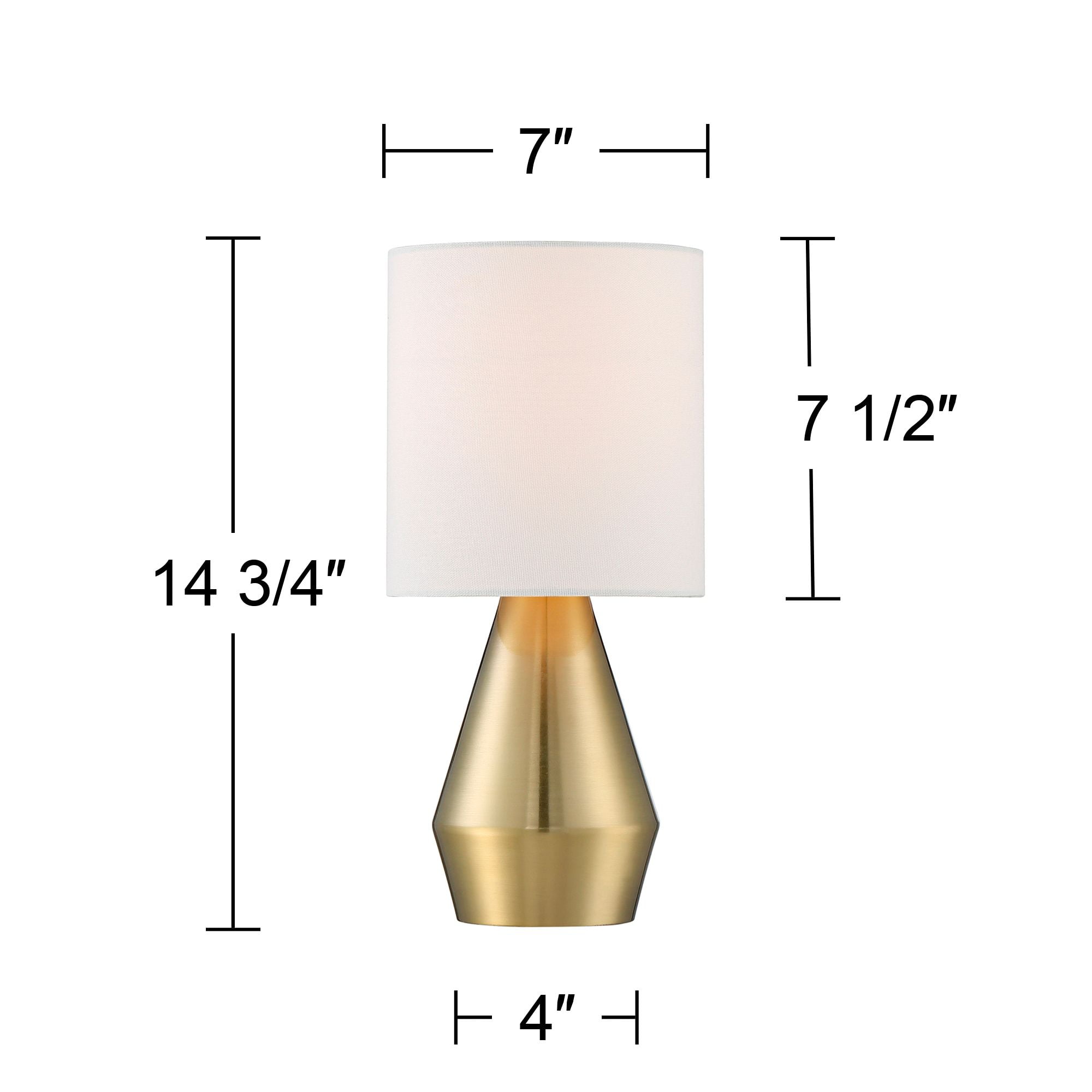 360 Lighting Marty Modern Accent Table Lamps 14 3/4" High Set of 2 Brass Metal White Cylinder Shade for Bedroom Bedside Nightstand Office Kids House
