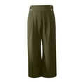 thumbnail image 6 of yueewhu Womens Wide Leg Work Pants Straight Elastic High Waisted Double Button Trousers Business Casual Pants with Pockets (Army Green, XL), 6 of 6