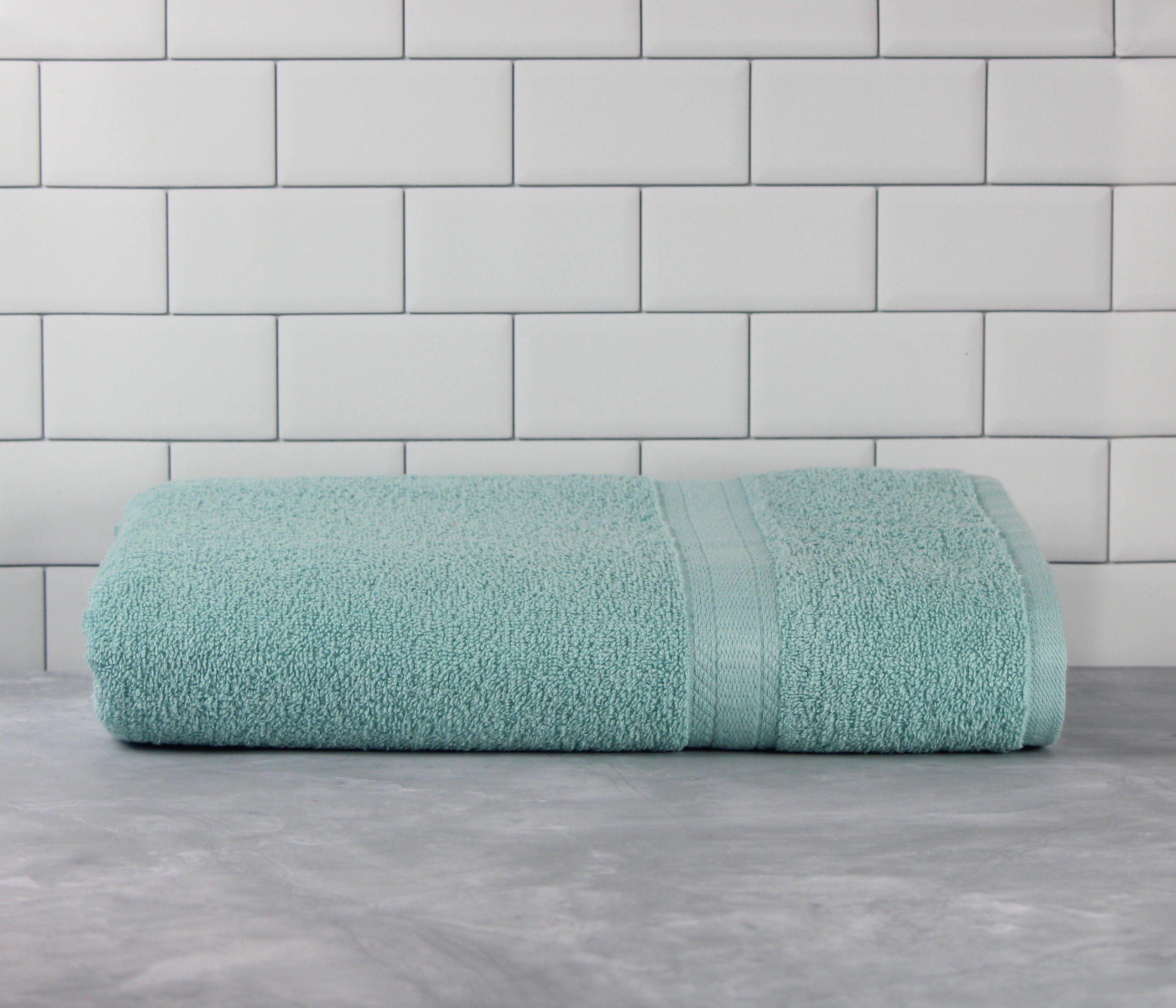 Mainstays Basic Bath Collection Single Bath Towel, Solid Aqua