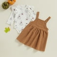 thumbnail image 2 of Okbabeha My First Halloween Baby Girl Outfit Newborn Pumpkin Ghost Onesie Corduroy Suspender Skirt Cute Fall Clothes, 2 of 7