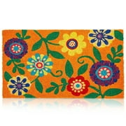 Juvale Summer Welcome Coir Floral Doormat for Outdoor Entrance, 17 x 30 Inches, Ideal for Door Entrance, Patio, Backyard, Laundry