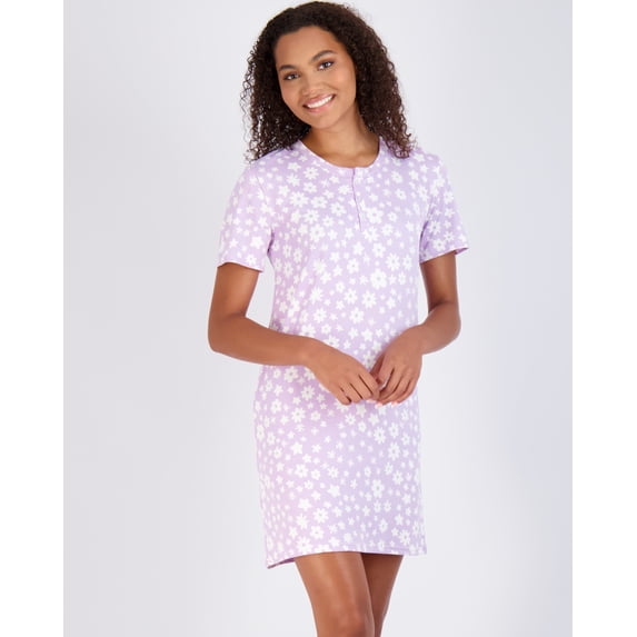 3 Pack: Women's Short Sleeve Henley Nightshirt Nightgown Sleep Dress (Available In Plus Size)