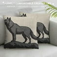 thumbnail image 3 of Jiayy  Throw Pillow Cover,Howling Wolf Square Throw Pillow Cases，Vintage Style Wilderness Rustic Coyote Retro Mascot Throw Cushion Covers for Couch Sofa Chair Bedroom, 3 of 5