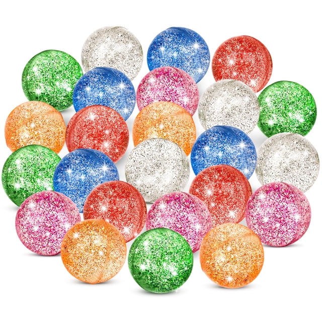 Pelotas hinchables Hxezoc con purpurina de 32 mm, 6 colores para niños, 24 unidades