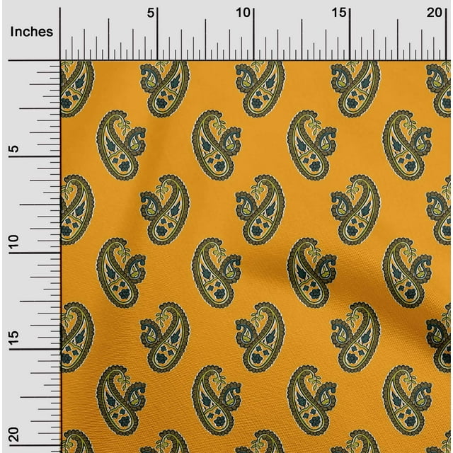 oneOone Cotton Cambric Fabric Paisley Block Print Fabric BTY 56 Inch Wide
