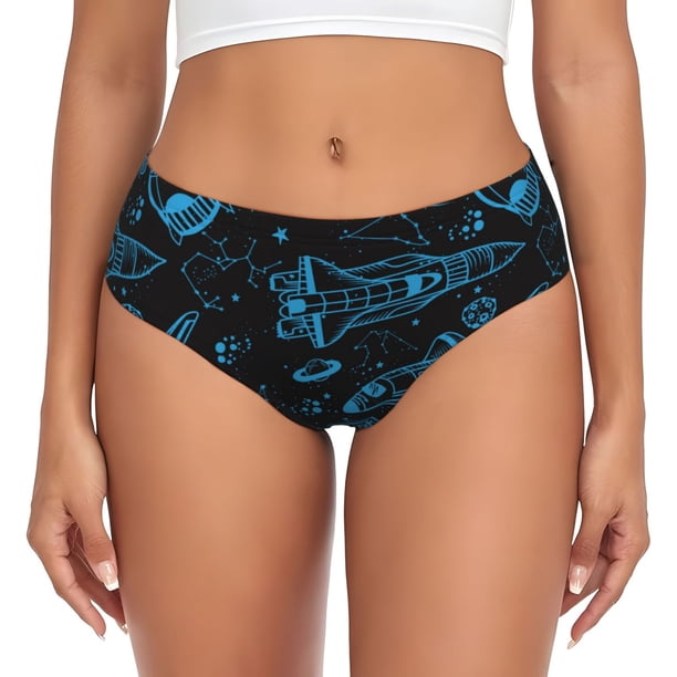 Fotbe Spacecraft Calzones Estampados para Mujer – Ropa Interior de Algodón, Cómoda, Suave y Elástica-Medium