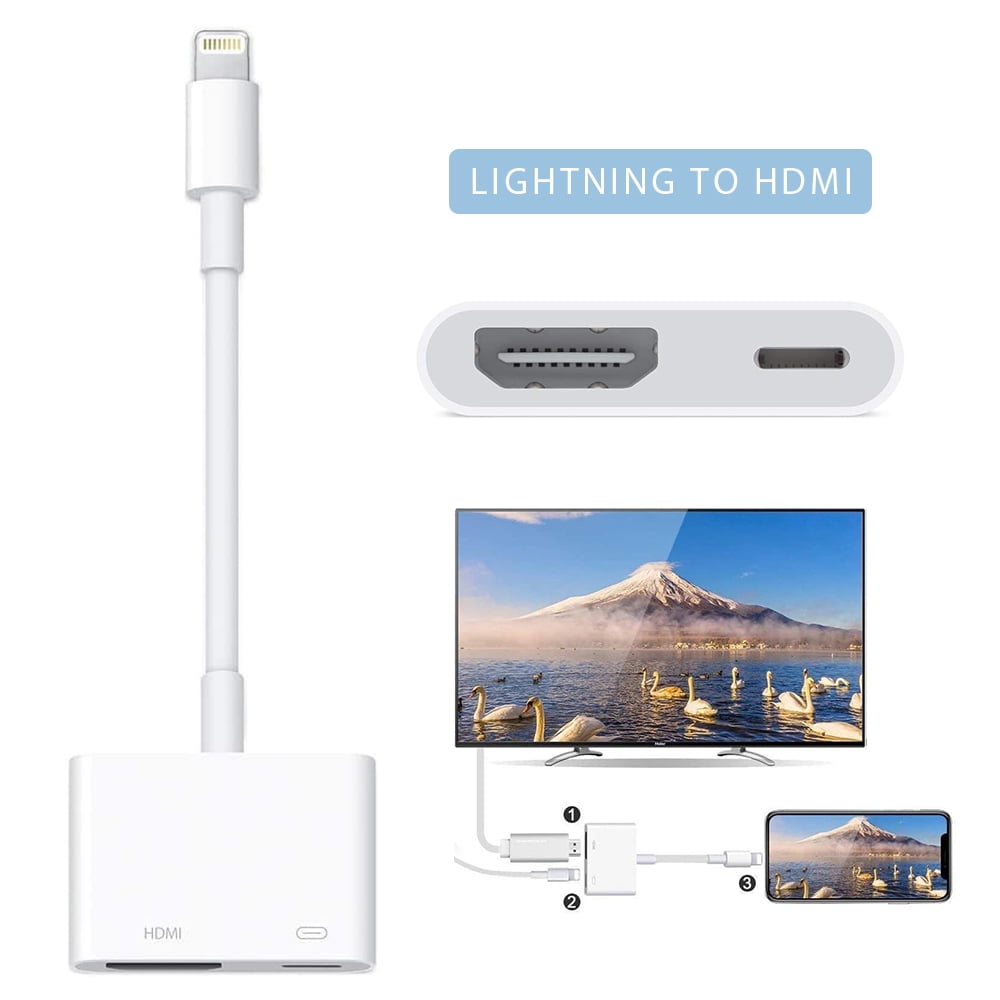 Apple MFi Certified Lightning to HDMI Adapter,1080P Video & Audio Sync Screen Converter iPhone to HDMI Adapter with Charging Port for iPhone HDMI Converter to HD TV/Projector/Monitor 