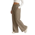 thumbnail image 6 of Utoimkio Women's High Waist Linen Blend Pants,Drawstring Waist Wide Leg Trousers with Pockets, 6 of 8
