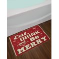 thumbnail image 2 of Eat Drink and Be Merry Bath Mat, Christmas Theme Noel Typography on Stars Snowflake Background, Plush Bathroom Decor Mat with Non Slip Backing, 29.5" X 17.5", Red Beige Green, by Ambesonne, 2 of 2