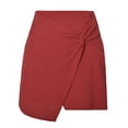 thumbnail image 6 of Women High Waist Skirt Slim Fit Irregular Twist Skirt Half Length Dress Side Zipper for Summer Jujube Red M, 6 of 8