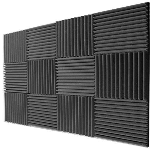 Charcoal Studio Foam Wedges High Density Panels – Soundproof Wedges 12 Pack Acoustic Panels 1 X 12 X 12 Inches – Acoustic Foam 