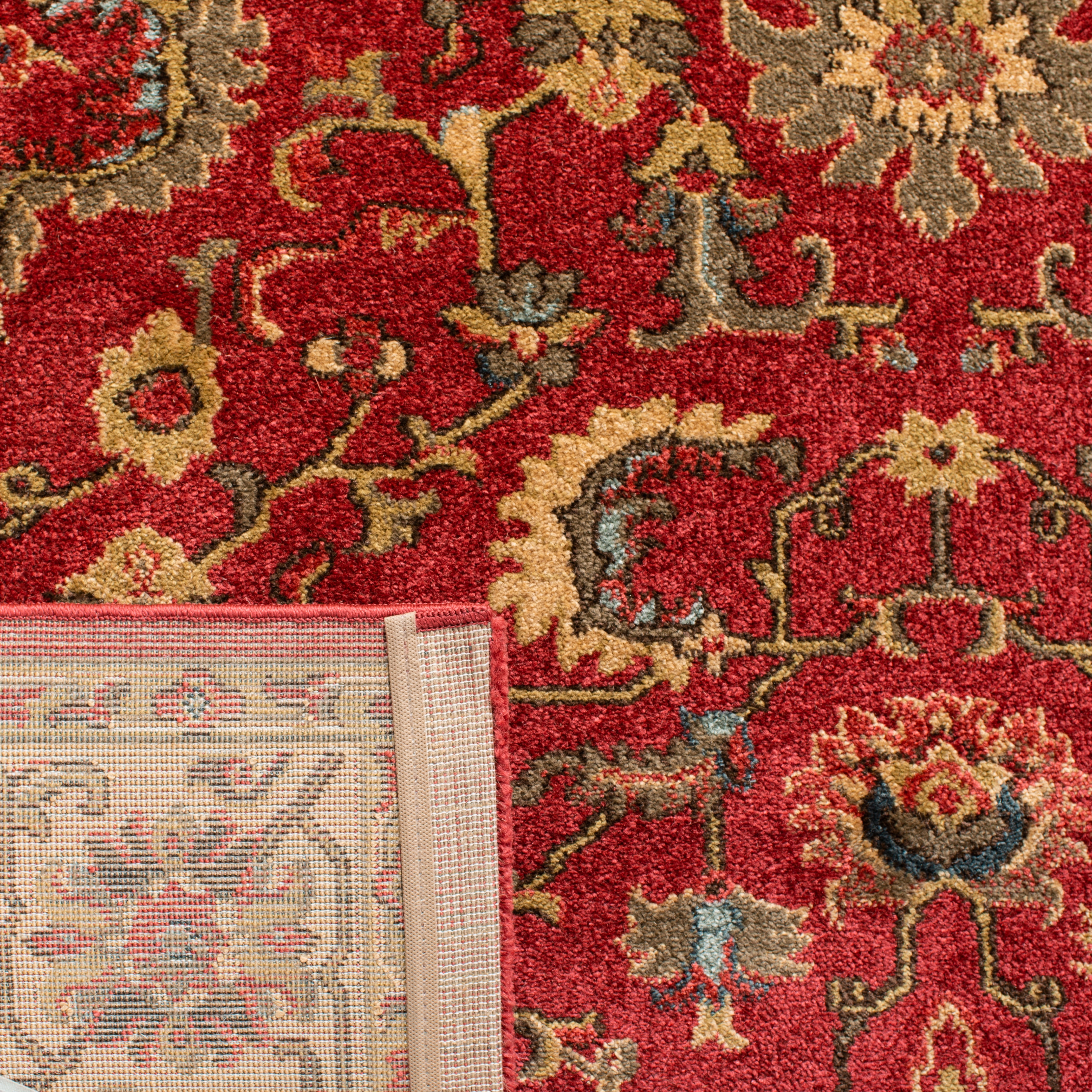 SAFAVIEH Mahal Bentley Floral Bordered Area Rug, Red/Beige, 4' x 5'7"