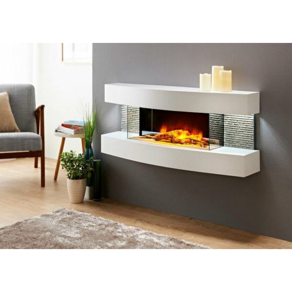 Evolution Fires EFMCW Miami Curve Fire Pit Electric Fireplace White