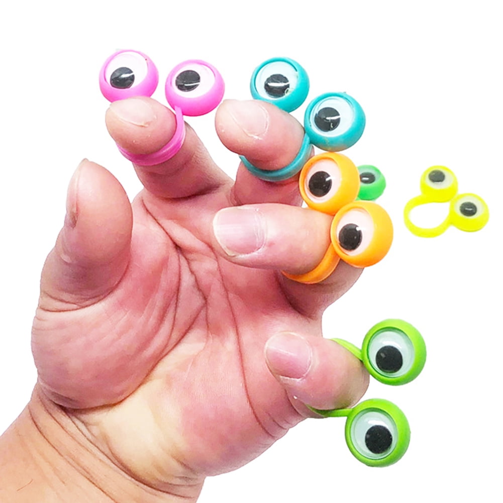 2 Moving Eyes Finger Rings Educational Toy Cartoon Ring Kids Jewelry Gift 