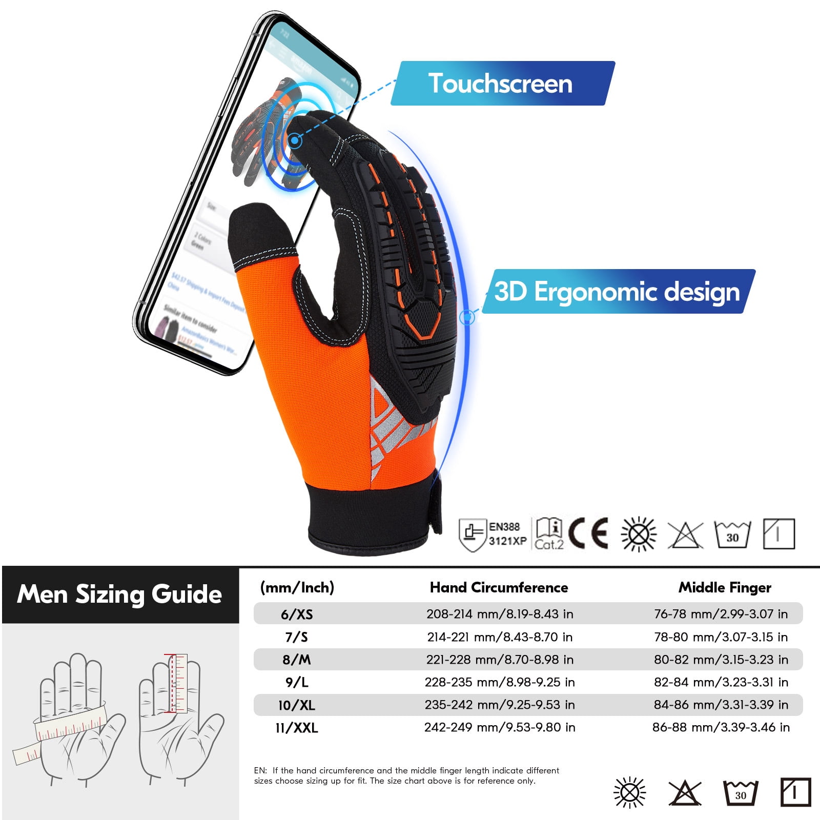 Vgo... 1Pair Safety Work Gloves,Mechanics Gloves,Impact Gloves,Anti-Vibration Gloves,Rigger Gloves,Heavy Duty(SL8849)