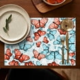 thumbnail image 4 of Tropical Butterfly Floral Artistic Pattern Heat Resistant Flax Table Mats, Wrinkle Free Machine Washable Place Mats for Dining Table, Cute Aesthetic Design for Butterfly Lover, Set of 6, 4 of 5