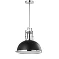 thumbnail image 4 of JONATHAN Y Homer 13" 1-Light Modern Industrial Iron LED Dome Pendant, Black/Chrome, 4 of 6