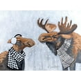 thumbnail image 2 of Baker, Sara 14x12 Black Ornate Wood Framed with Double Matting Museum Art Print Titled - Winter Moose Kisses, 2 of 4