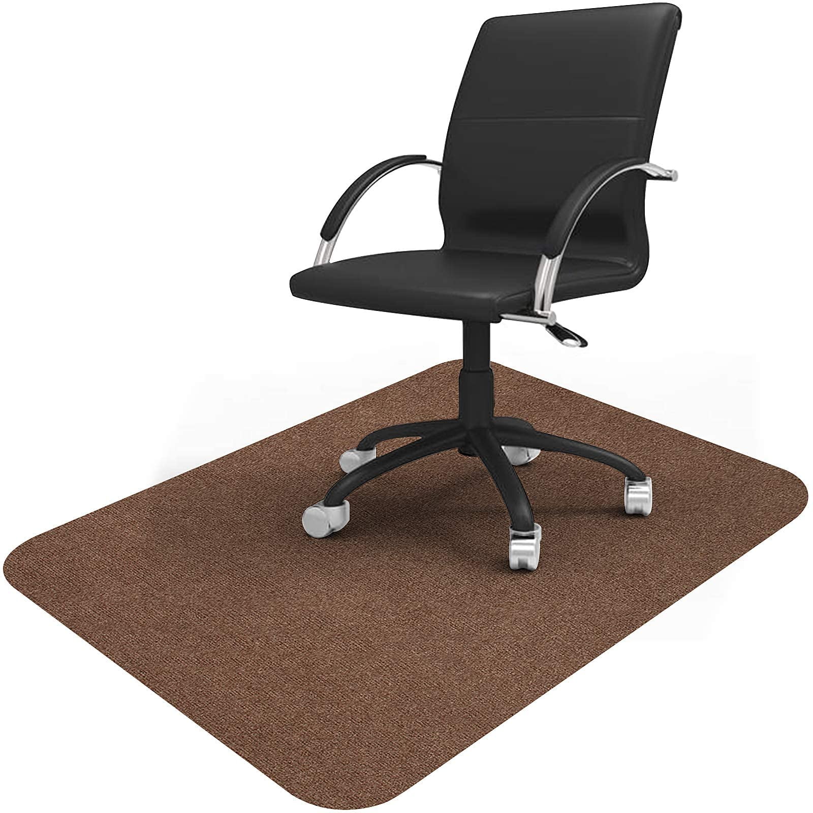 ANMINY Office Chair Mat Protector for Hard Floor Hardwood Tile Floor Under The Desk Rolling Chair Thick Mats Carpet Rug Coffee 47 x 35 inch No Residue Noise Reduction Non-Slip Strong Adhesive 
