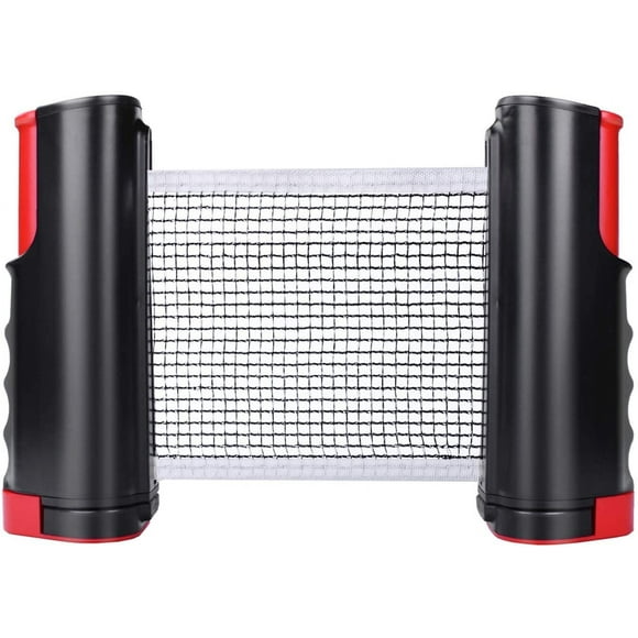 Retractable Ping Pong Net, Portable Table Tennis Net Rack, Perfect for Ping Pong Table, Office Desk, Dining Table(Black-red)