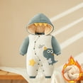 thumbnail image 2 of DHFJKG Baby Toddler Cartoon Dinosaur Jumpsuits Onesie With Hood Thick Fuzzy Lining Long Sleeve Button Down Romper For Boys Girls Children 0-24 Months Home Relaxation Winter Warm Comfort One-Pieces, 2 of 3