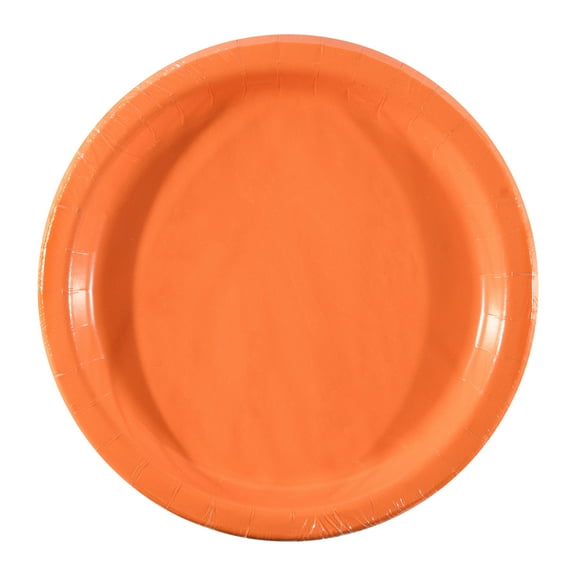 Orange Paper Dinner Plates, 9in, 16ct