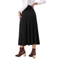 thumbnail image 3 of INSPIRE CHIC Women's Sweater A-Line Skirts Fall Winter Elastic High Waist Stretchy Ribbed Knit Midi Skirt M Black, 3 of 6