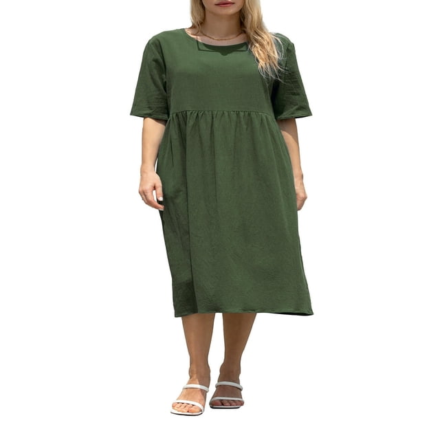 Femmes Occasionnels Lâches à Manches Courtes Robe d'Été Plage Swing T-Shirt Robes de Soleil