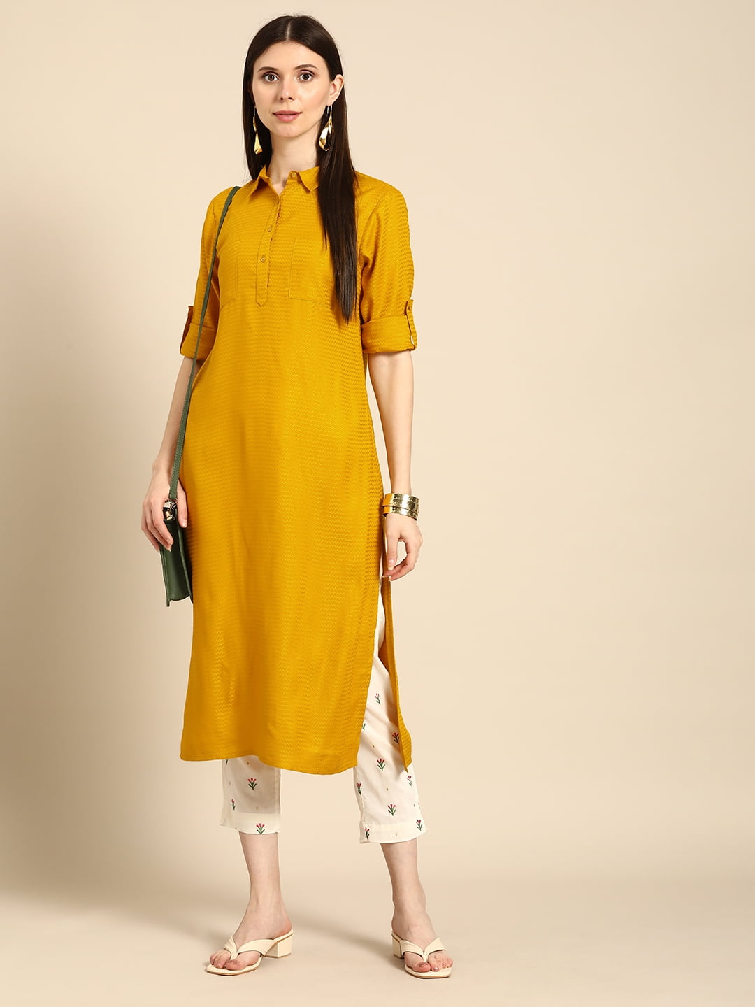 Yellow Plain Designer Kurti With Printed Dupatta – I4U Clothing