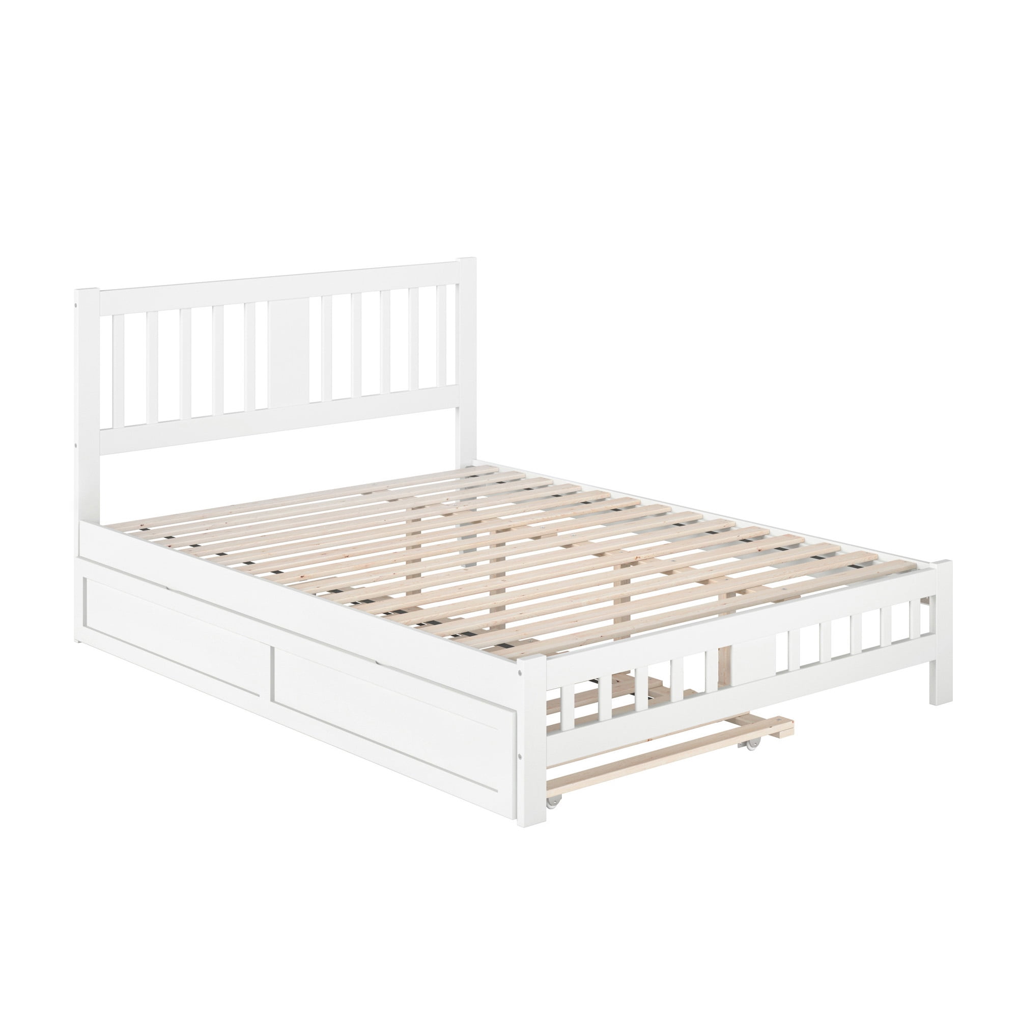 AFI Tahoe Queen Wood Platform Bed with Headboard Footboard & Twin XL Trundle, White