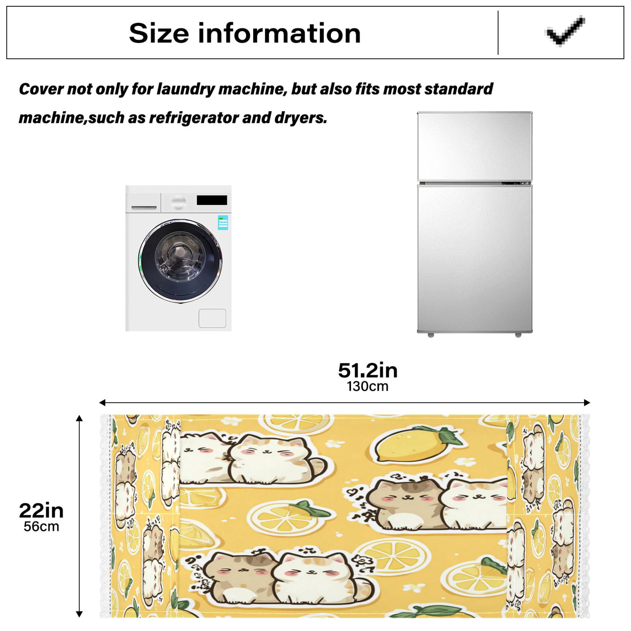 Wobogo Lemon Kitten Washing Machine Cover Dustproof Washer Dryer Cover Waterproof Laundry Room Decorative Protector