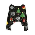 thumbnail image 4 of Uootdi Christmas Graphic Print Long Gift Sleeve Sweaters for Women Crewneck Drop Shoulder Knit Pullover Cute Santa Claus Fall Tu nics Tops, 4 of 5