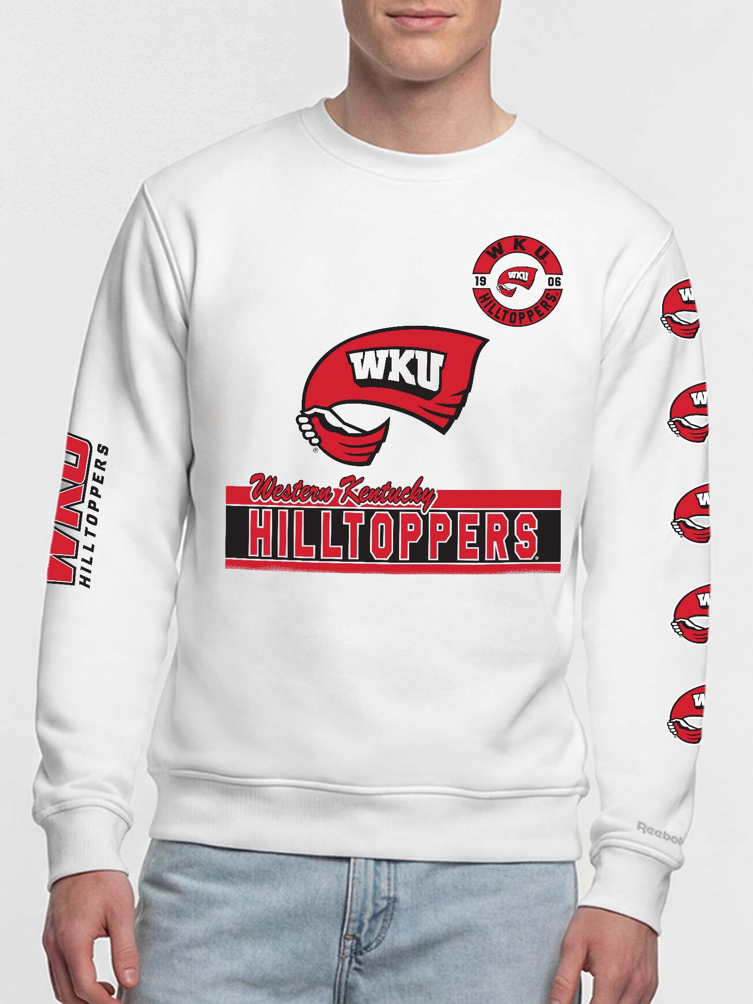 Western Kentucky Hilltoppers Reebok Mens White Crew Sweatshirt
