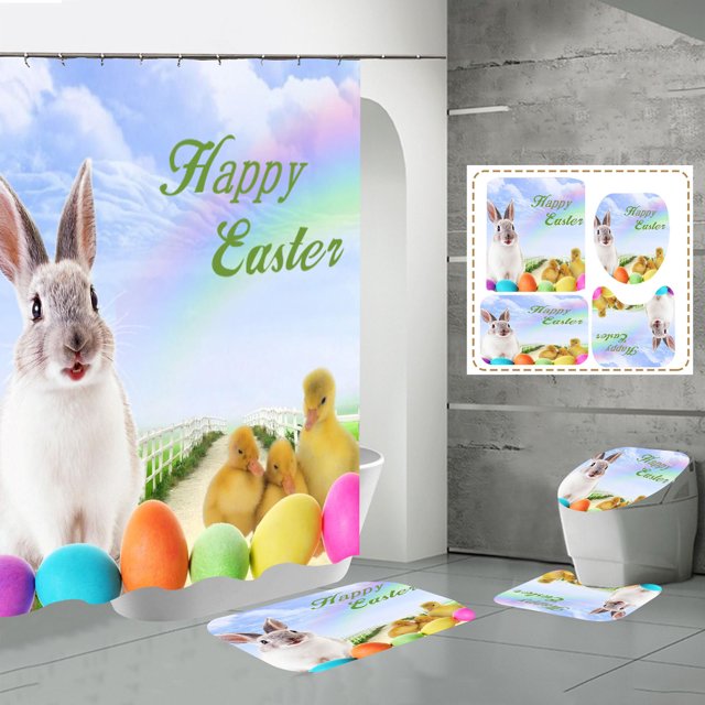 WIFKLSIIPG Easter Digital Print and Polyester Bathroom 4 Piece Set