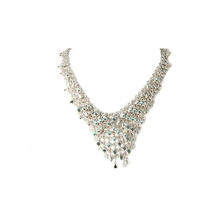 - Rock Cascading Triangle Chain Link Silvertone Metal Trendy Fashion Necklace Bib