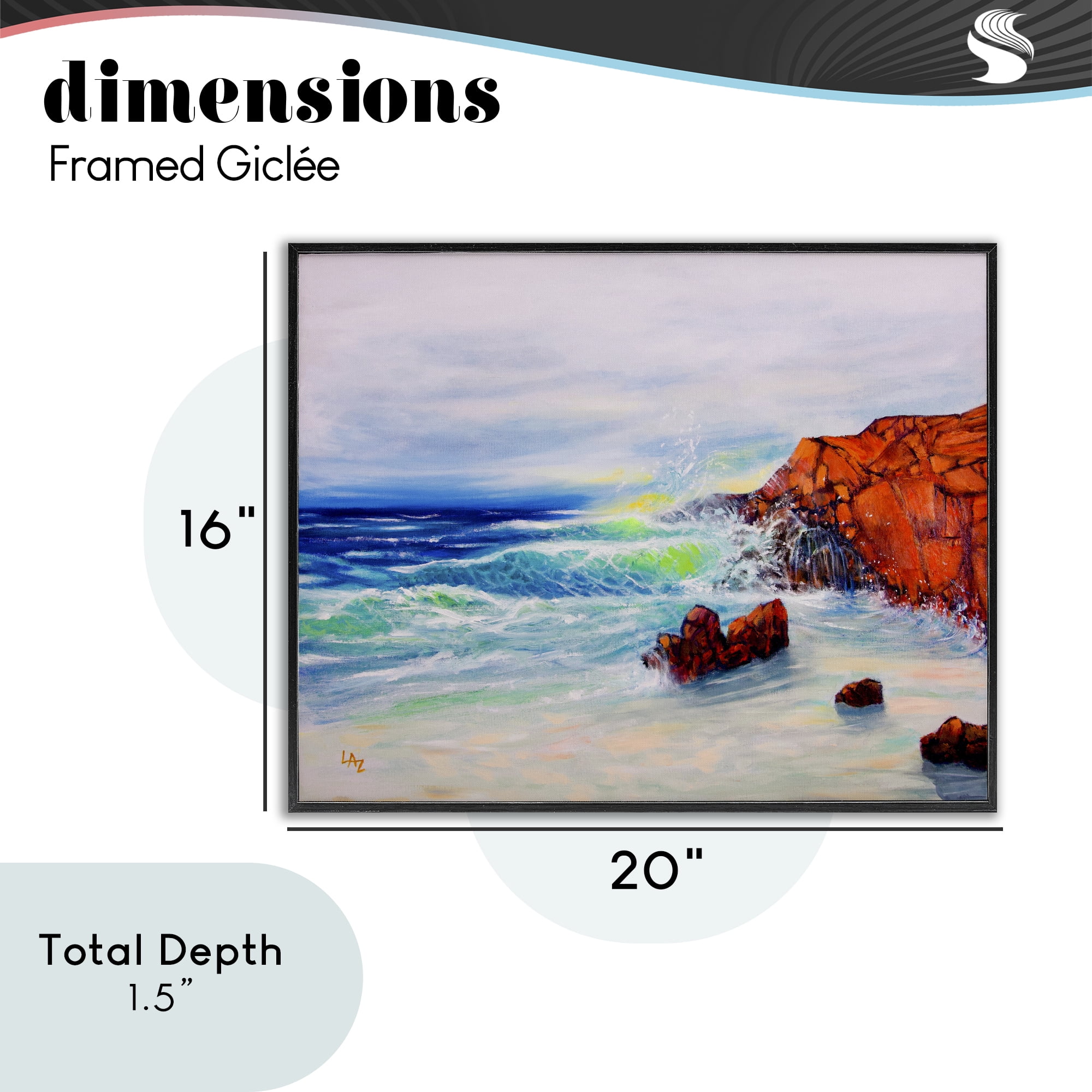 Stupell Industries Deep Blue Rocky Beach Black Framed Giclee Art, design by Lee Ann Zirbes
